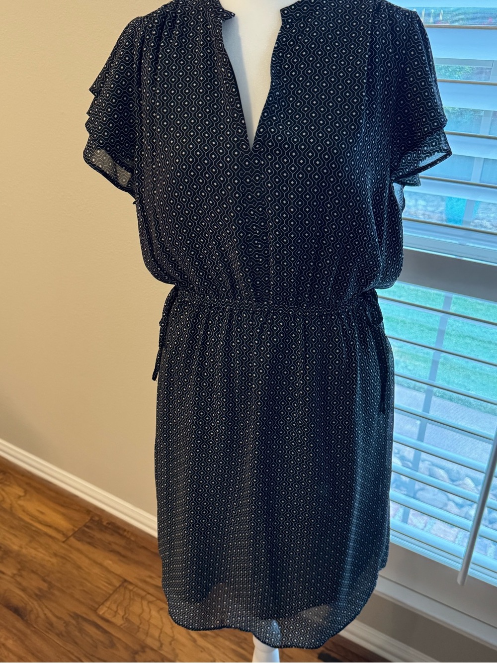 H&M Black Geometric Print Midi Dress